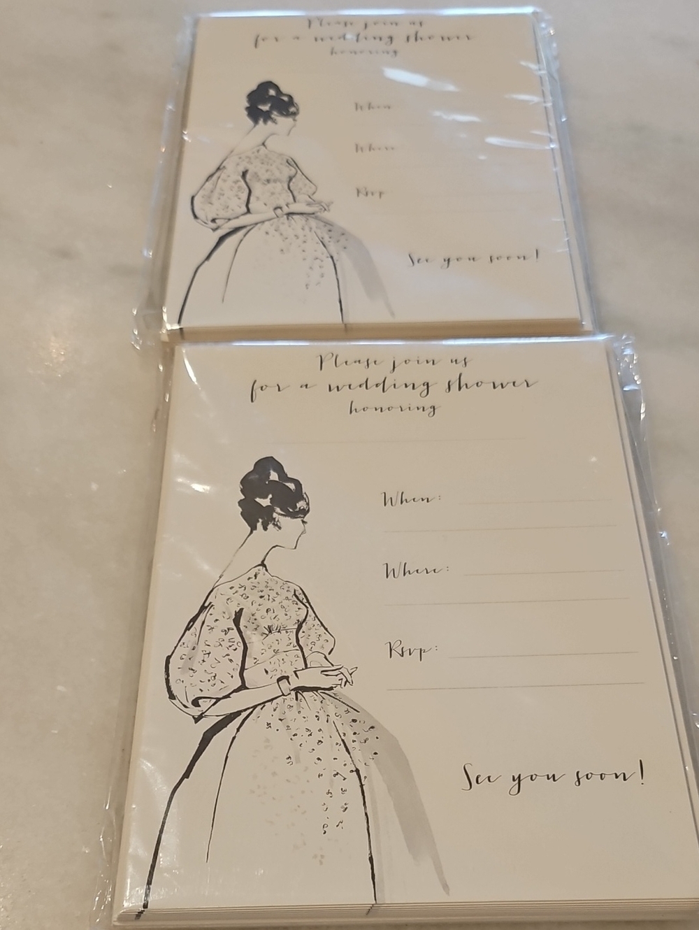 Elegant Bridal Shower Invitation Cards - (2) Pks Of 10 New